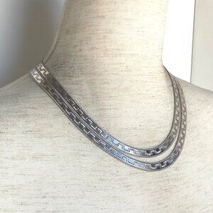 Milor Sterling Silver Italy Patterned Smooth Reversible Herringbone Chain 36"